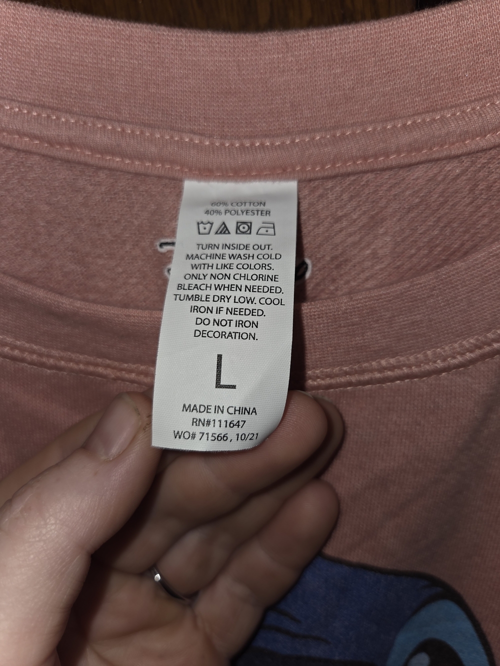 Disney Stitch Dusty Pink Crewneck Sweatshirt with Logo - Picture 3 of 5